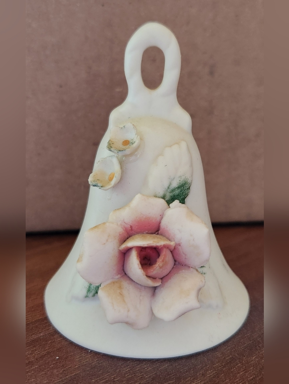 Vintage 3D Pink Green Blue Floral Flower Bell 2 3/4" Genin Trudeau Toronto